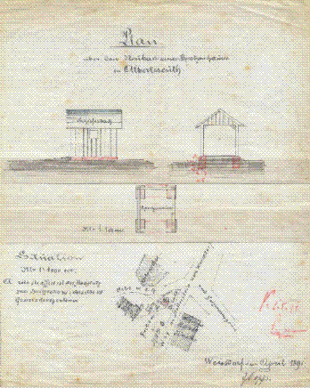 Bauplan des ersten Feuerwehrhauses 1891